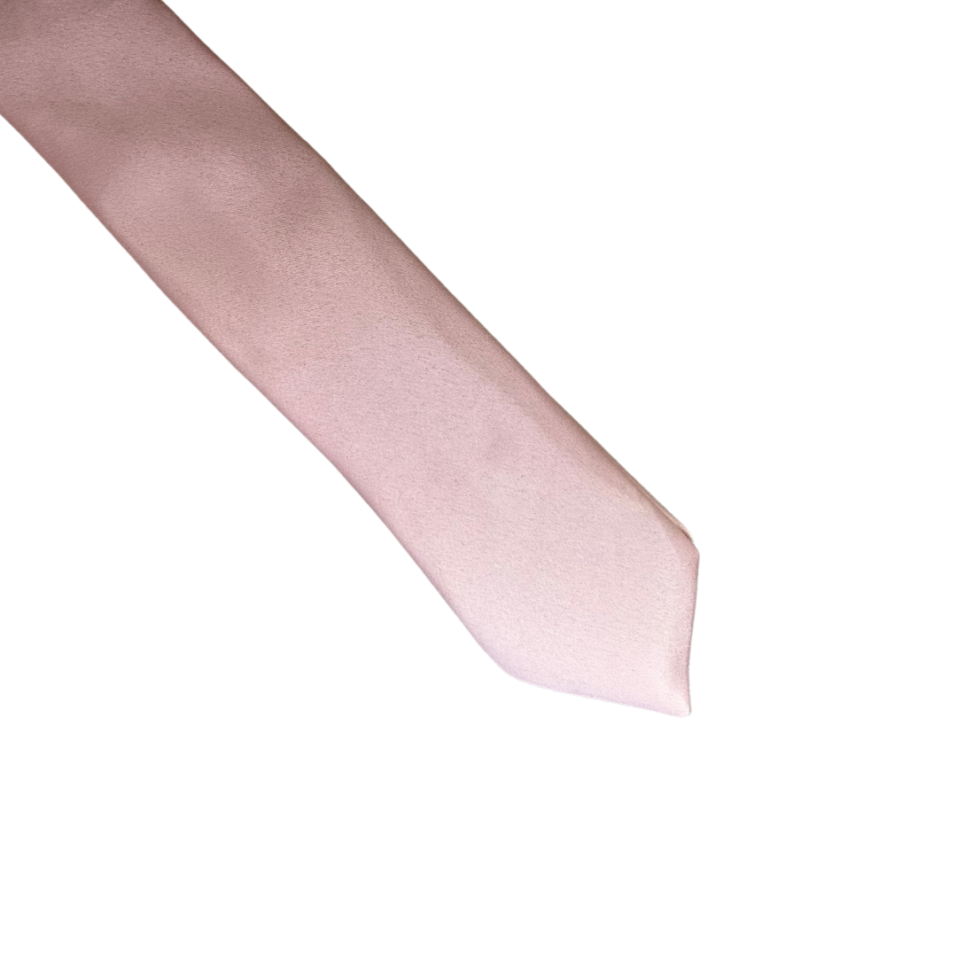 Baby Pink Skinny Satin Tie