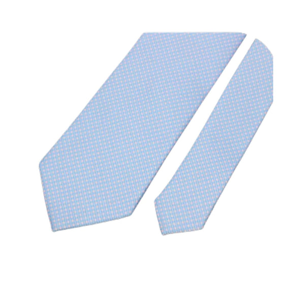 Pink Diagonal Grid on Blue Skinny Tie