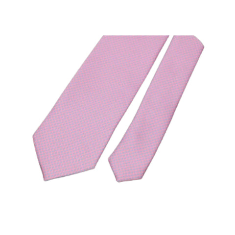 Blue Diagonal Grid on Pink Skinny Tie