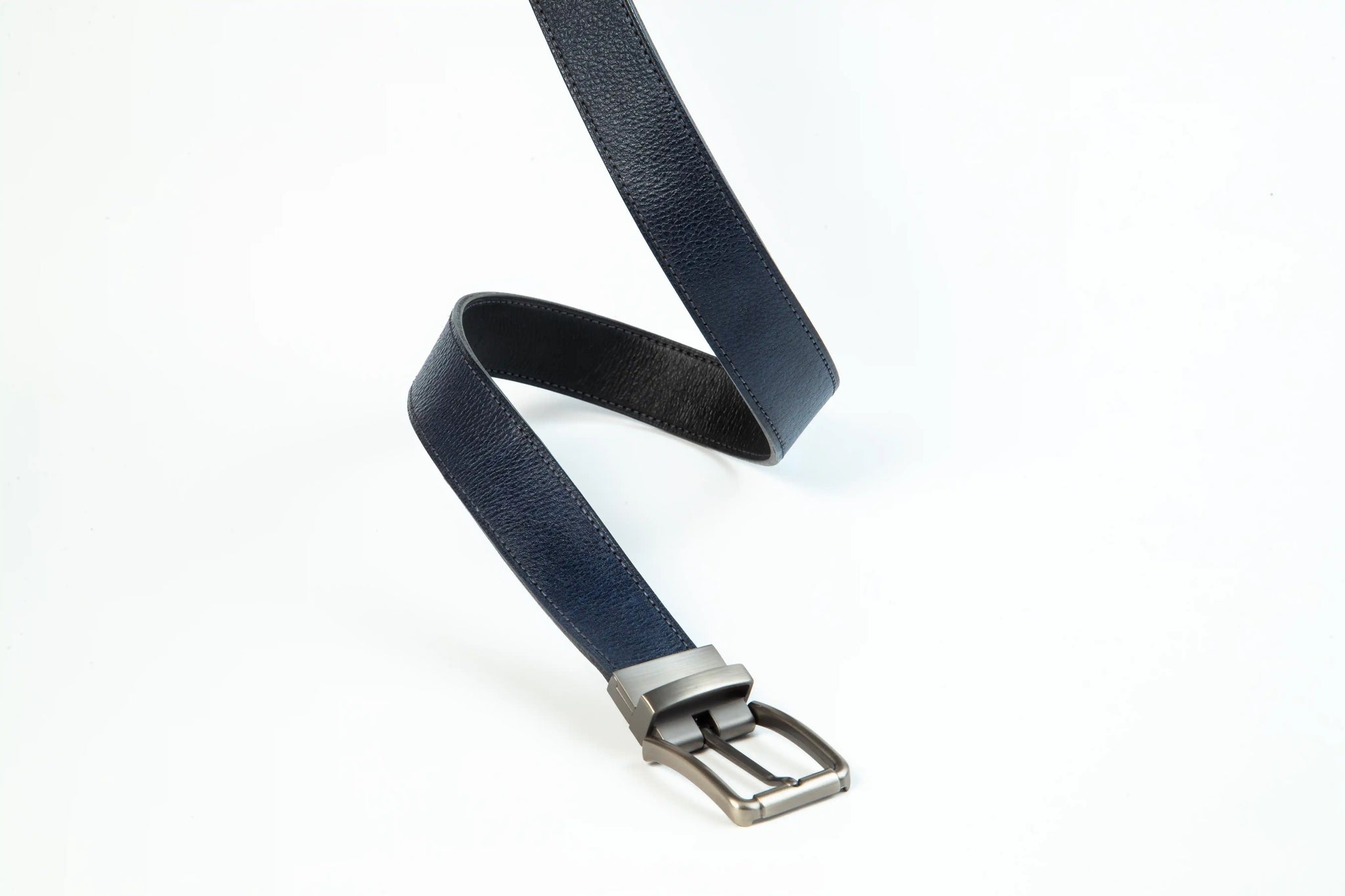 Arlo Leather Formal Reversible Belt in Black & Blue [LC]