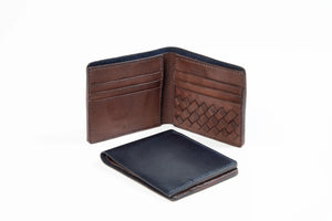 Vittorio Bi-fold Leather Wallet in two-tone Blue and Brown [LC]