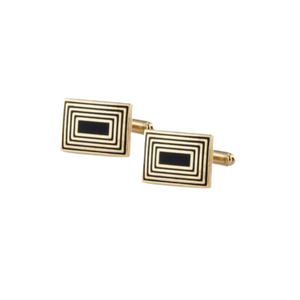 Black Fill lines on Gold Rectangular Cufflinks