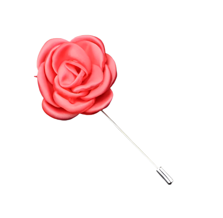 Salmon Pink Satin Flower Lapel Pin