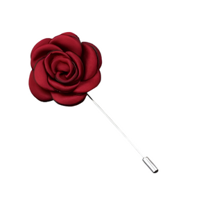 Burgundy Satin Flower Lapel Pin