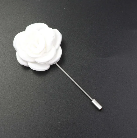 White Satin Flower Lapel Pin