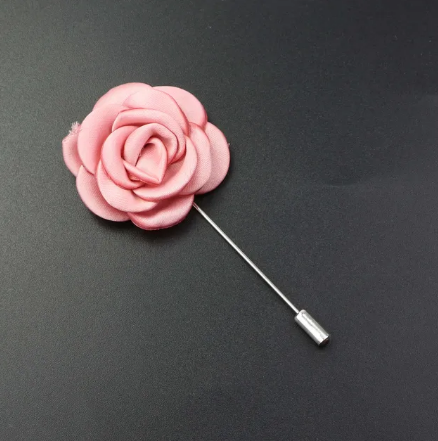 Dusty Pink Satin Flower Lapel Pin