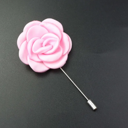 Light Pink Satin Flower Lapel Pin