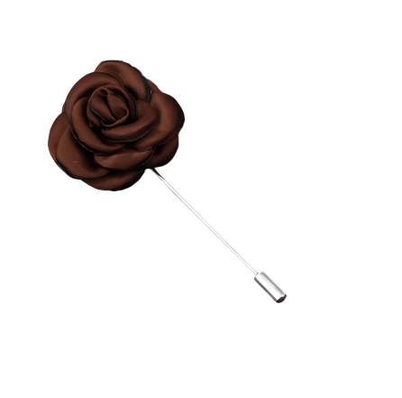 Coffee Brown Satin Flower Lapel Pin