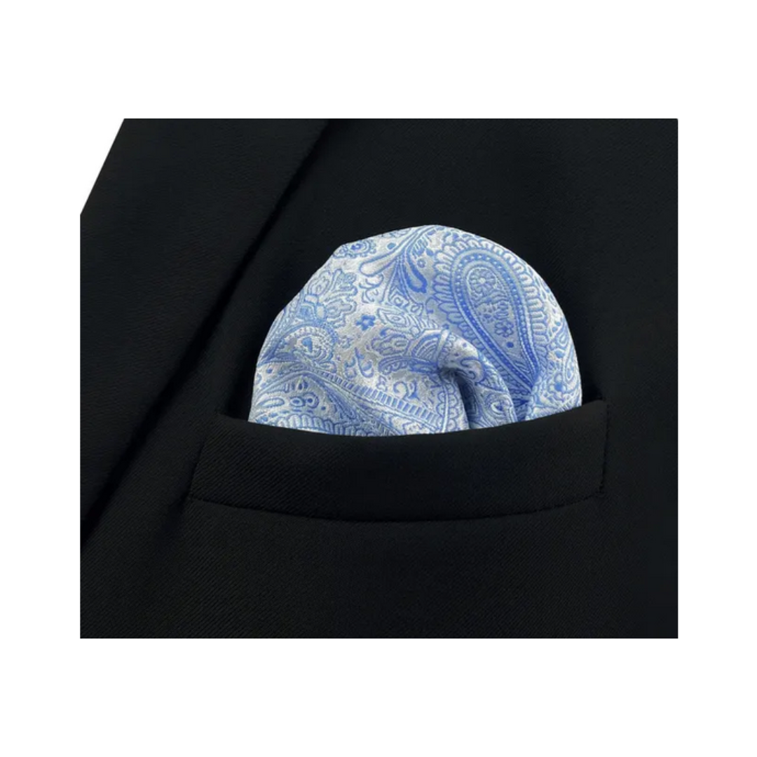 Paisley 03 Light Blue Pocket Square