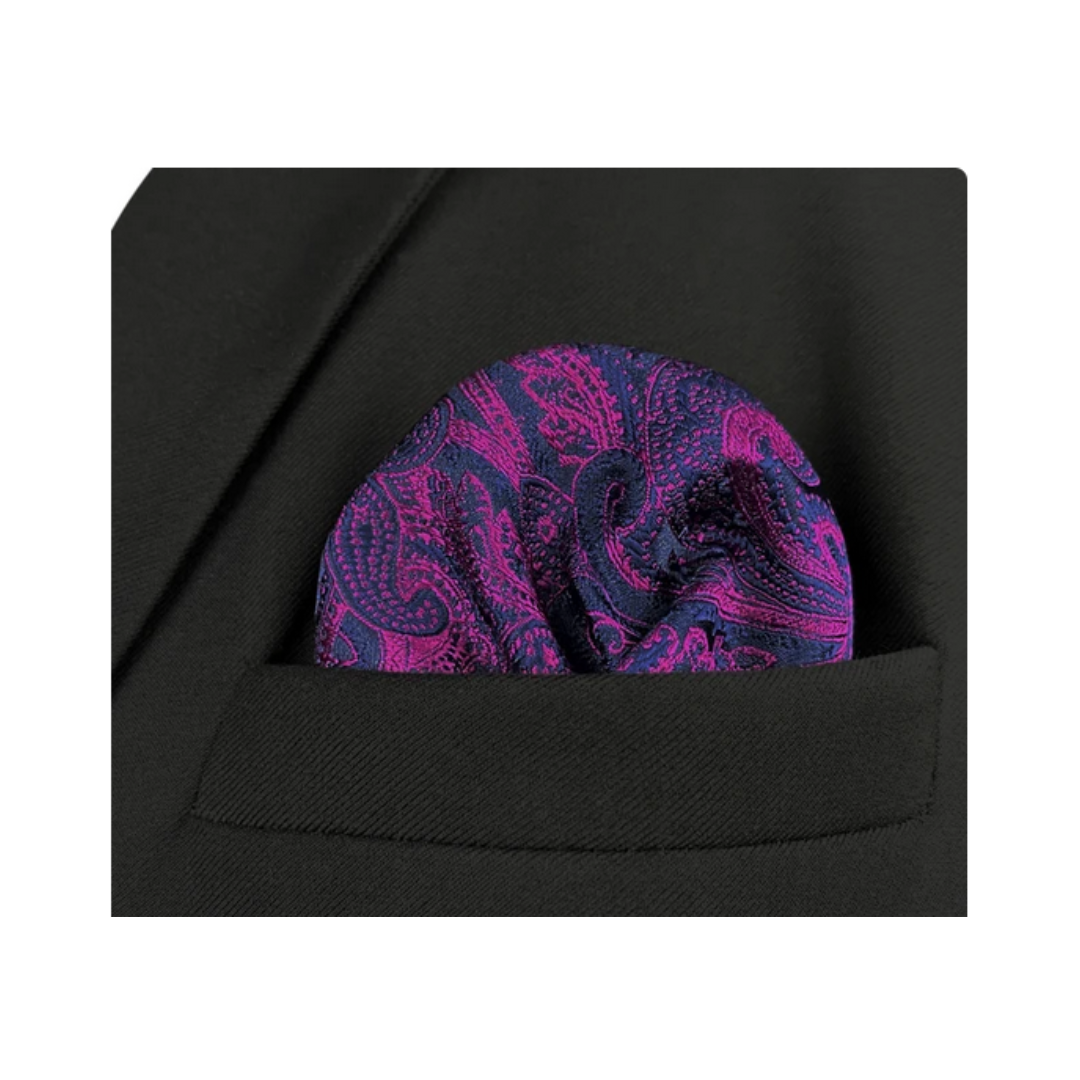 Paisley 04 Dark Purple Pocket Square