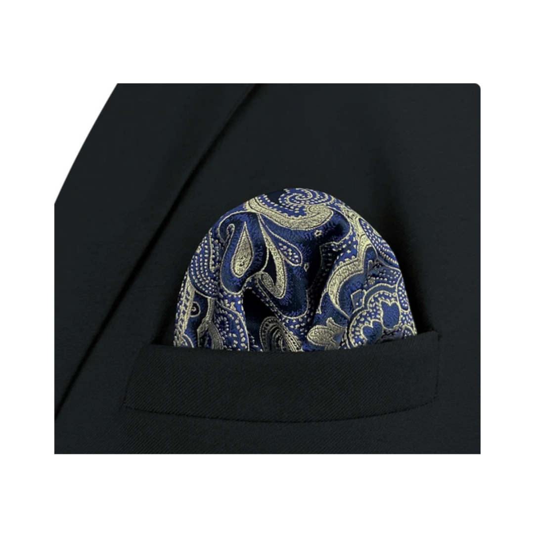 Paisley 06 Dark Blue Pocket Square