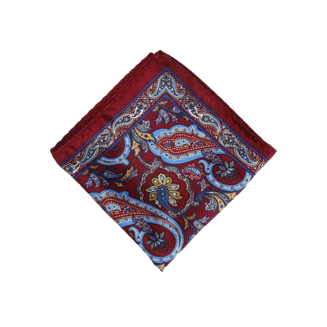 Paisley 12 Maroon Pocket Square