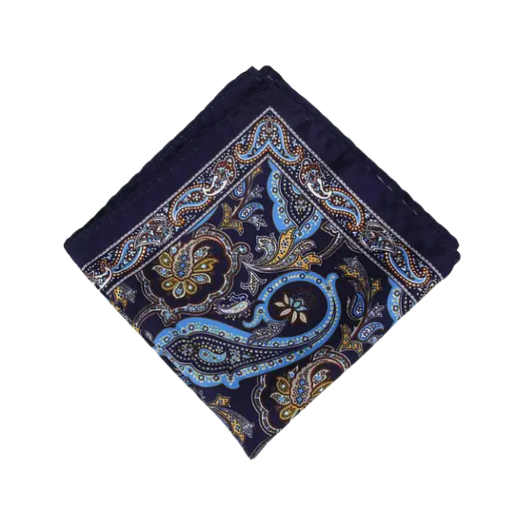 Paisley 13 Dark Blue Pocket Square