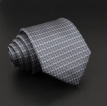 Silver Hopsack Regular Tie