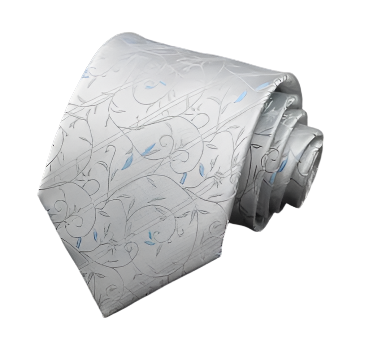 Silver Floral Regular Tie