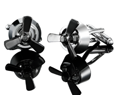 Silver Airplane Propeller Cufflinks