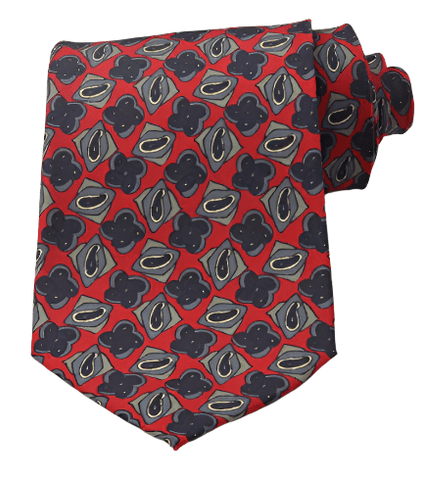 Abstract Blue Mosaics on Red Vintage Regular Tie - AJ