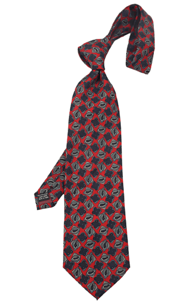 Abstract Blue Mosaics on Red Vintage Regular Tie - AJ