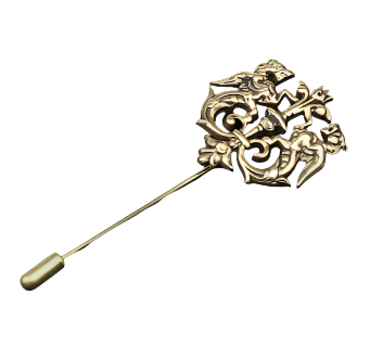 Antique Gold Crest Lapel Pin - AJ