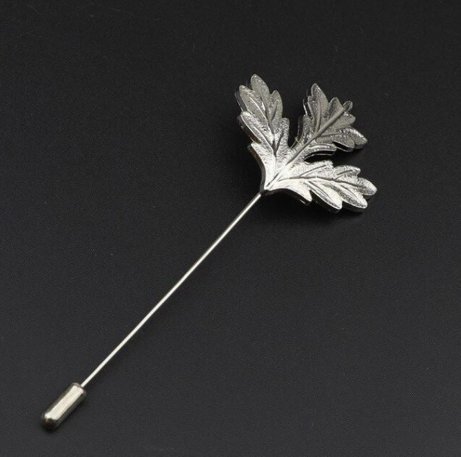 Antique Silver Maple Leaf Lapel Pin - AJ