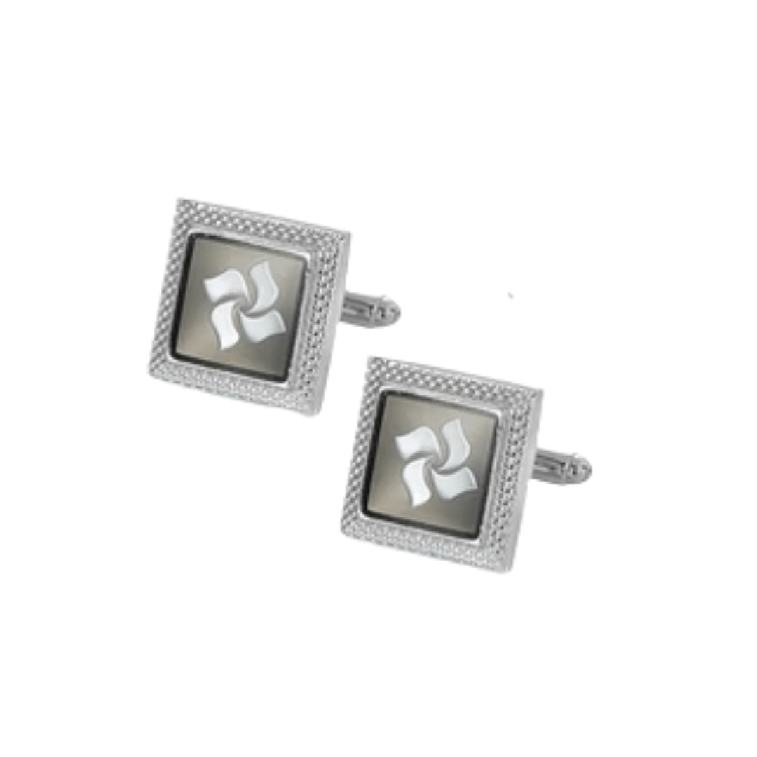 "Araliya" Flower Detail on Silver Square Cufflinks - AJ