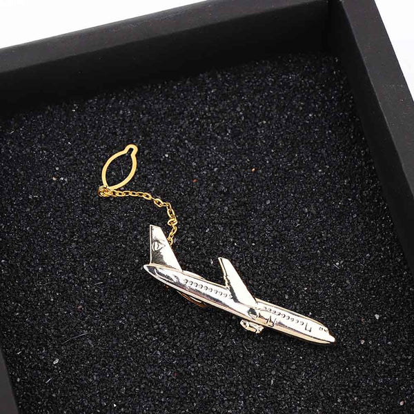 Gold Airplane Tie Clip