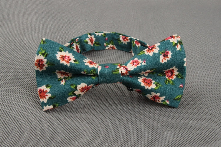 Green Floral Bow Tie