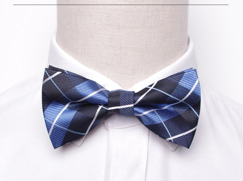 Shades of Blue Madras Checks Bow Tie