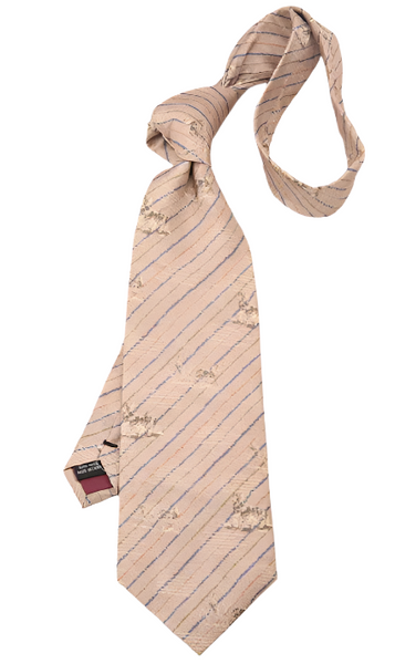 Light Beige & Blue Stripes Shepard Dog Vintage Regular Tie