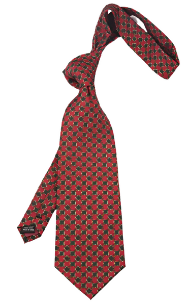 Chain Linked Black Squares on Red Vintage Regular Tie