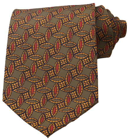 Classic African Leaf Pattern Green Vintage Regular Tie