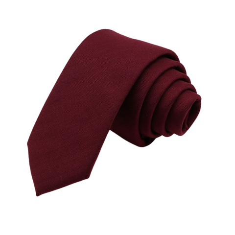 Classic Herringbone Maroon Skinny Tie